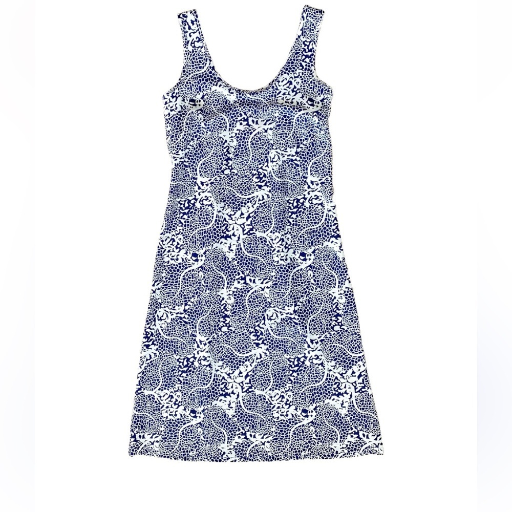 GINGY Women’s Bali Tank Dress in Lace Print Navy & White Sz Small Resortwear